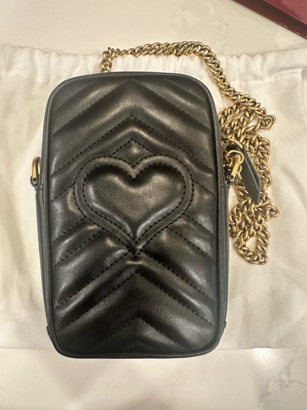 Gucci Black Mini Marmont Crossbody with Gold Hardware - Picture 4 of 9